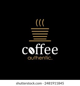 Vector logo authentic coffee, for coffee shop and cafe business