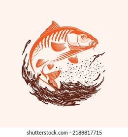 vector logo awesome carp fishing freshwater