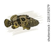 vector logo awesome grouper fish