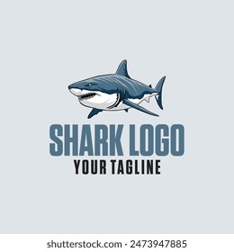 vector logo awesome hungry shark 