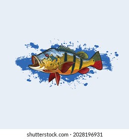 Vector Logo Awesome Peacock Bass Fish