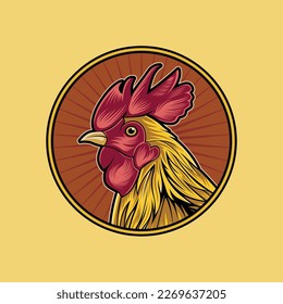 vector logo awesome vintage rooster
