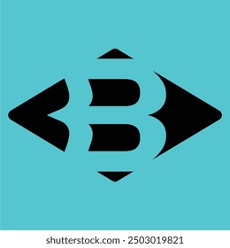 VECTOR LOGO B IN BLACK WITH A LIGHT BLUE BACKGROUND