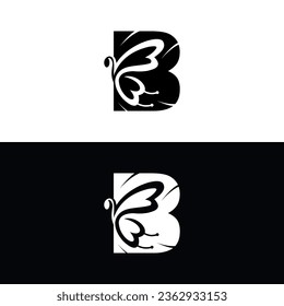 vector, Logo B, butterfly, black and white