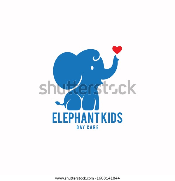 Vector Logo Baby Elephant Love Cute Stock Vector (Royalty Free ...