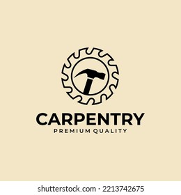 Vector Logo Badge Of  Carpentry Services Template Design