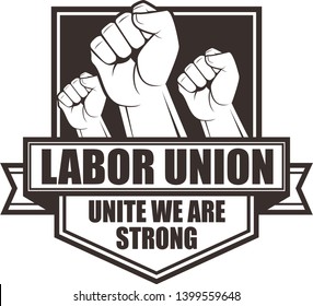 Vector logo, badge, emblem, symbol, and icon template design for labor union