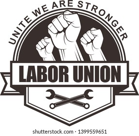 Vector logo, badge, emblem, symbol, and icon template design for labor union
