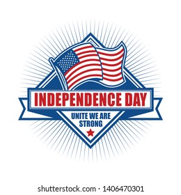 Vector logo, badge, emblem, symbol and icon template design for US Independence Day - 4th of July


