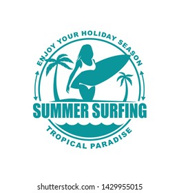 Vector logo, badge, emblem, symbol, icon template design with summer theme