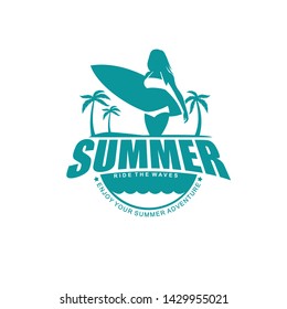 Vector logo, badge, emblem, symbol, icon template design with summer theme