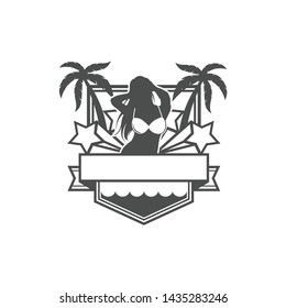 Vector logo, badge, emblem, symbol template design with Beach Party Theme