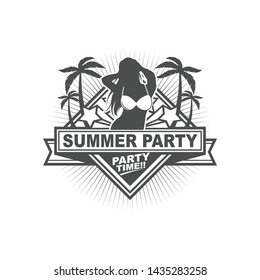 Vector logo, badge, emblem, symbol template design with Beach Party Theme