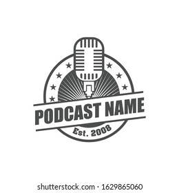 Vector logo, badge, emblem, symbol and icon template design with Podcast Theme

