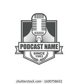 Vector logo, badge, emblem, symbol and icon template design with Podcast Theme