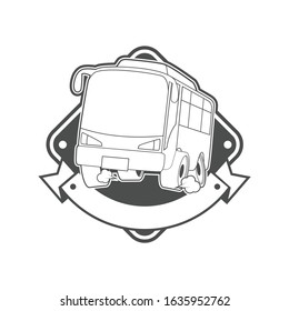 Vector logo, badge, emblem, symbol and icon template design with Bus Theme
