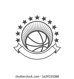 Vector logo, badge, emblem, symbol and icon template design with Basketball Theme
