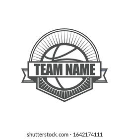 Vector logo, badge, emblem, symbol and icon template design with Basketball Theme

