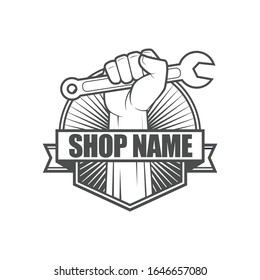 Vector logo, badge, emblem, symbol and icon template design for Repair Shop