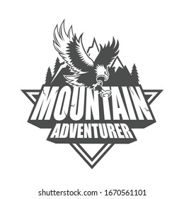 Vector logo, badge, emblem, symbol and icon template design with Mountain Adventurer Theme

