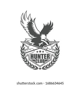 Vector logo, badge, emblem, symbol and icon template design with Hunter Theme
