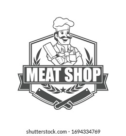  Vector logo, badge, emblem, symbol and icon template design for Meat Shop
