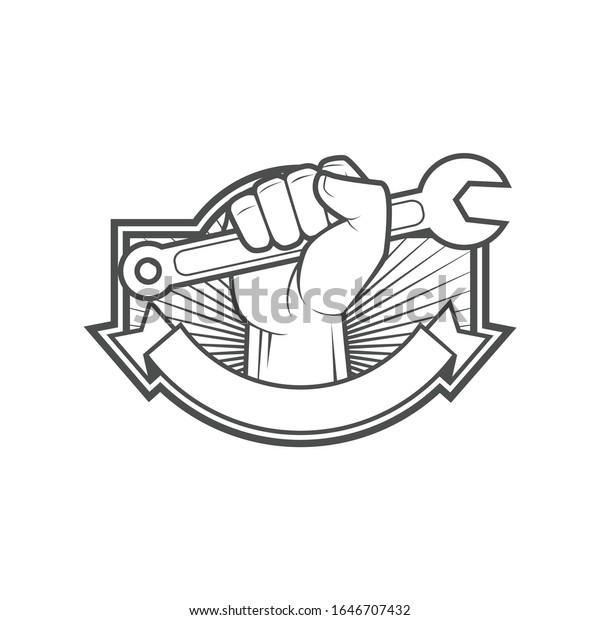 Vector logo, badge, emblem, symbol and icon template\
design for Repair Shop
