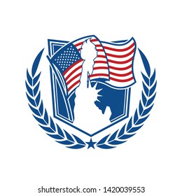 Vector logo, badge, emblem template design with 4th of july theme