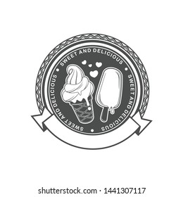 Vector logo, badge, emblem, template design for Ice Cream Shop