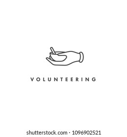 Vector logo, badge and icon for charity and volunteer concepts. Food sharing sign design. Symbol of volunteer organizations giving food for the poor