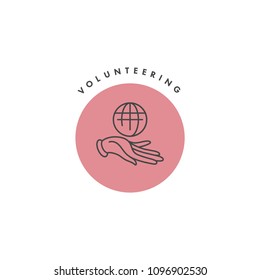 Vector logo, badge and icon for charity and volunteer concepts. Philanthropic organization sign design. Symbol of volunteer organizations