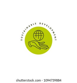 Vector logo, badge and icon for natural and organic products. Sustainable development sign design. Symbol of healthy product