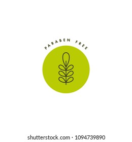 Vector logo, badge and icon for natural and organic products. Paraben free sign design. Symbol of healthy product