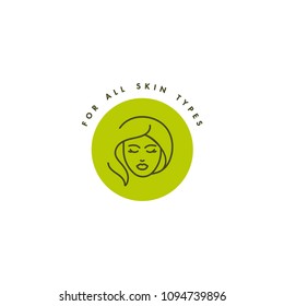 Vector Logo, Badge And Icon For Natural And Organic Products. For All Skin Types Sign Design. Symbol Of Healthy Product