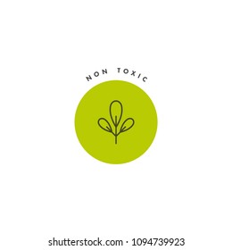 Vector logo, badge and icon for natural and organic products. Non toxic sign design. Symbol of healthy product