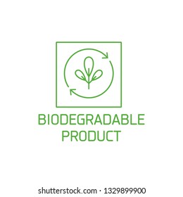 Vector Logo, Badge And Icon For Natural And Organic Products. Biodegradable Product Sign Design. Symbol Of Healthy Product