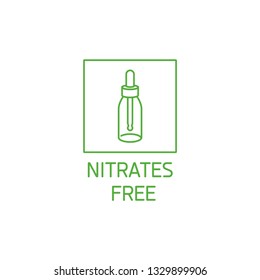 Vector logo, badge and icon for natural and organic products. Nitrates free sign design. Symbol of healthy product