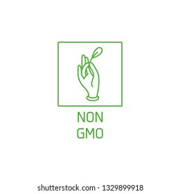 Vector logo, badge and icon for natural and organic products. Non GMO sign design. Symbol of healthy product