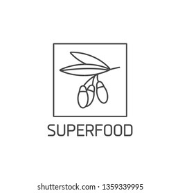 Vector logo, badge and icon for natural and health product. Superfood sign design. Symbol of healthy eating. Detox and weightloss supplements