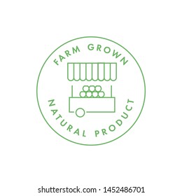 Vector logo, badge or icon for natural farm and healthy products. Symbol of farm fresh and premium quality food