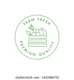 Vector logo, badge or icon for natural farm and healthy products. Symbol of buy local food