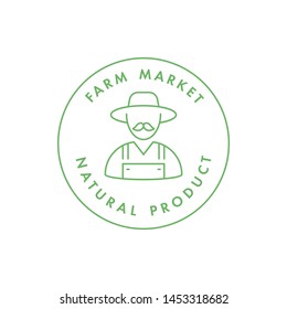 Vector logo, badge or icon for natural farm and healthy products. Symbol of farm market and antural food