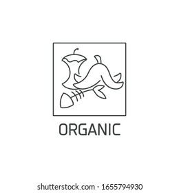 Vector logo, badge and icon for natural and organic waste. Biodegradable product sign design. Symbol of sorting garbages