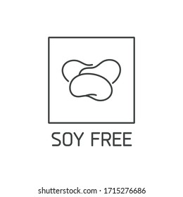 Vector logo, badge and icon for natural and organic products free from allergens ingredient. Soy free