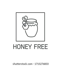 Vector logo, badge and icon for natural and organic products free from allergens ingredient. Honey free