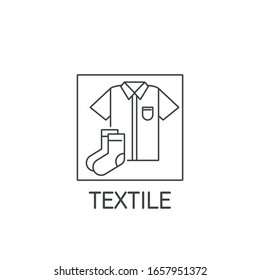 Vector logo, badge and icon for textile waste. Recycle product sign design. Symbol of sorting garbages