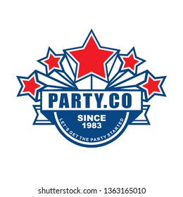Vector logo, badge, symbol, icon template design with star shape theme