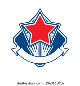 Vector logo, badge, symbol, icon template design with star shape theme