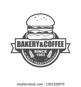 Vector logo, badge, symbol, icon template design for burger shop