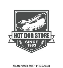 Vector logo, badge, symbol, icon, signage template design for Hot Dog Shop